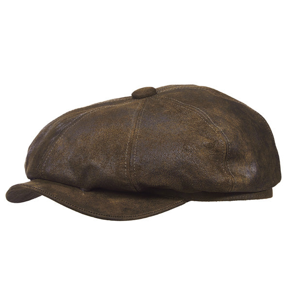 Stetson - Weathered Leather Newsboy Cap