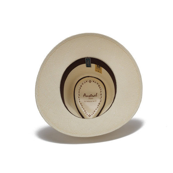 Austral Hats - White Panama Hat with Flat Bow and Grey Band