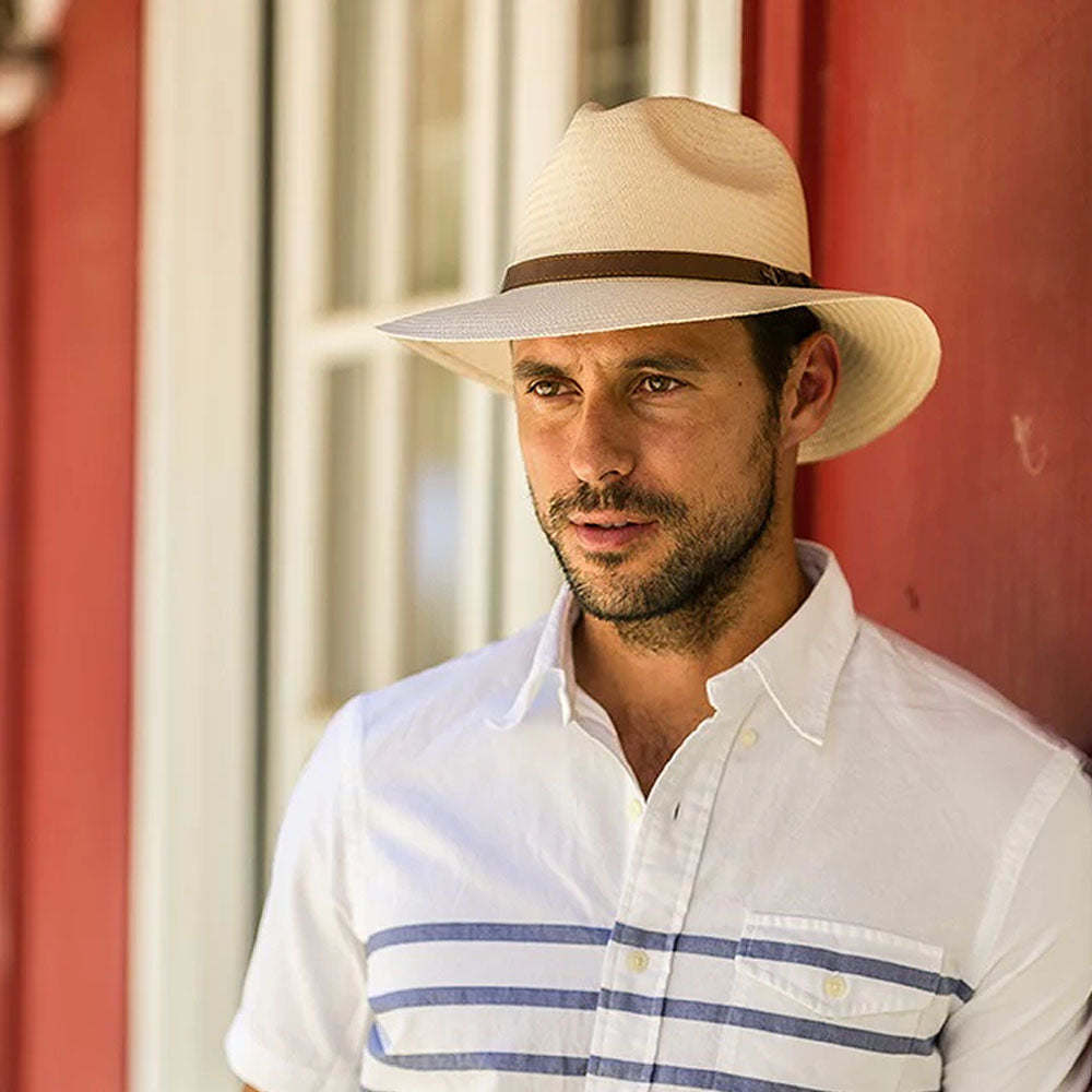 Austral Hats - Beige Wide Brim Panama Hat with Brown Band