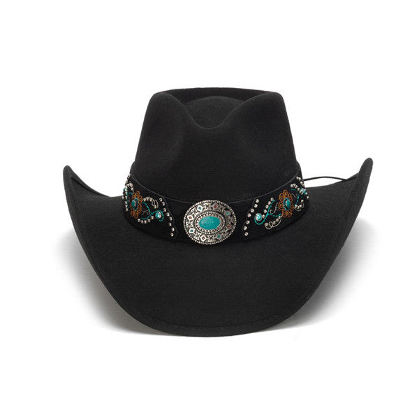 Stampede Hats - Turquoise Blue Stone Felt Cowboy Hat