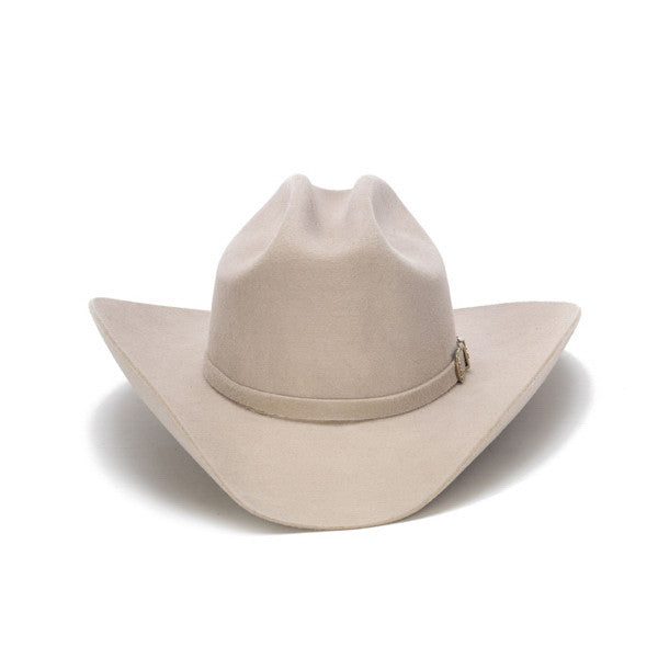 Stampede Hats - 100X Wool Felt Beige Cowboy Hat with Silver Tone Buckle