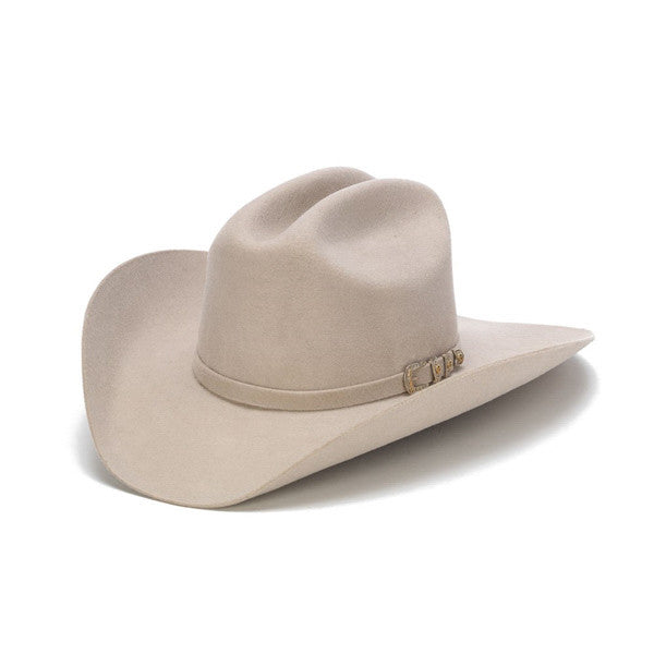 Stampede Hats - 100X Wool Felt Beige Cowboy Hat with Silver Tone Buckle