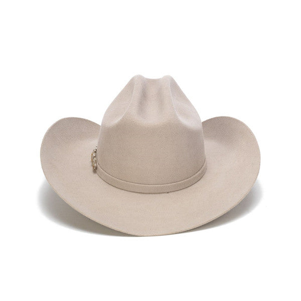 Stampede Hats - 100X Wool Felt Beige Cowboy Hat with Silver Tone Buckle