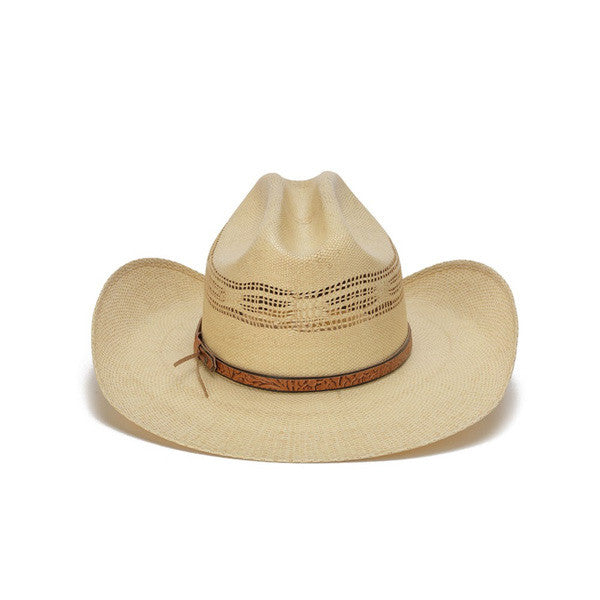 Stampede Hats - Beige 50X Bangora Cowboy Hat with Studded Wrapped Leather Trim