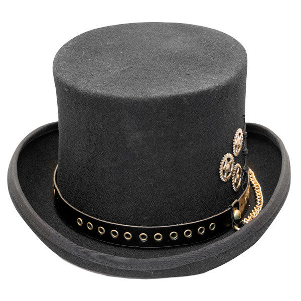 Kenny K - "The Conductor" Steam Punk Wool Felt Top Hat w- Cogs