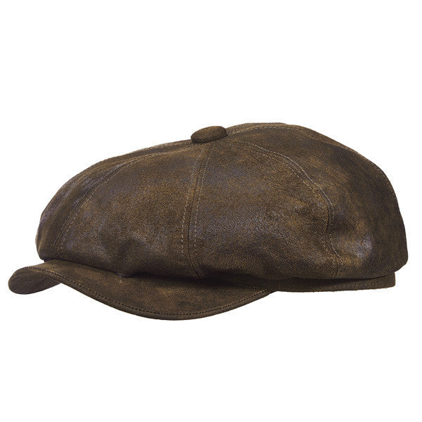 Stetson - Weathered Leather Newsboy Cap