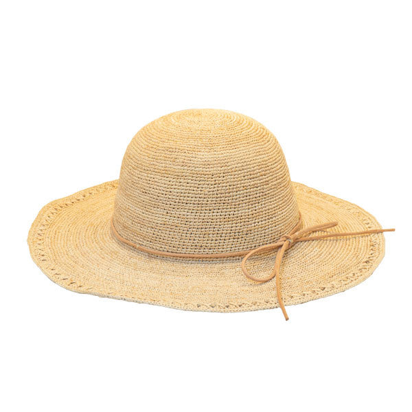 Sun 'N' Sand Crochet Raffia Floppy Flat Brim Hat
