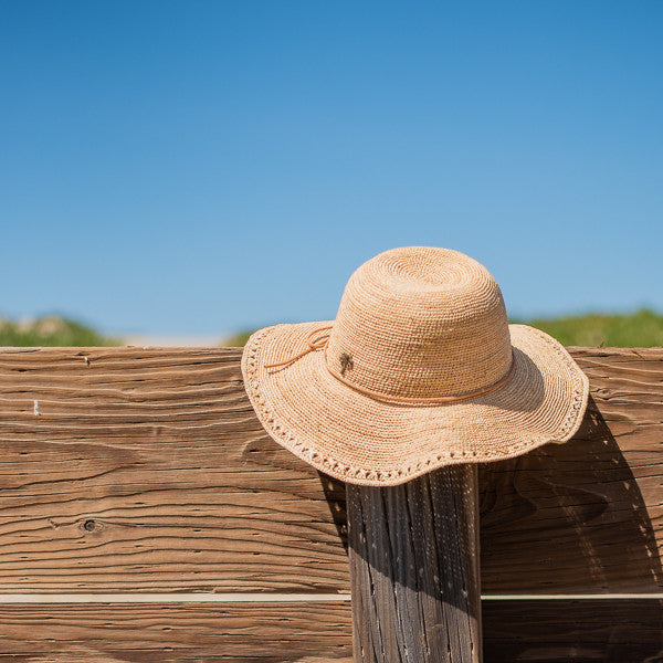 Sun 'N' Sand Crochet Raffia Floppy Flat Brim Hat