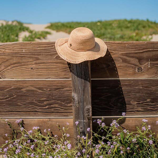 Sun 'N' Sand Crochet Raffia Floppy Flat Brim Hat