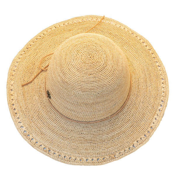 Sun 'N' Sand Crochet Raffia Floppy Flat Brim Hat