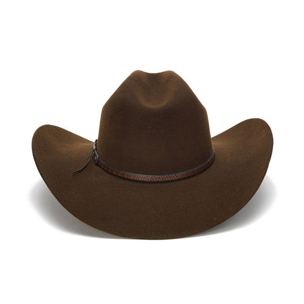 Stampede Hats - 100X Wool Felt Brown Cowboy Hat with Zig Zag Leather Trim