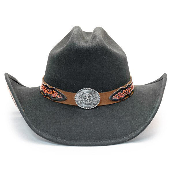 Stampede Hats - Lone Star Black Felt Western Hat with Brown Embossed Trim
