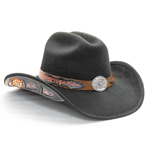 Stampede Hats - Lone Star Black Felt Western Hat with Brown Embossed Trim