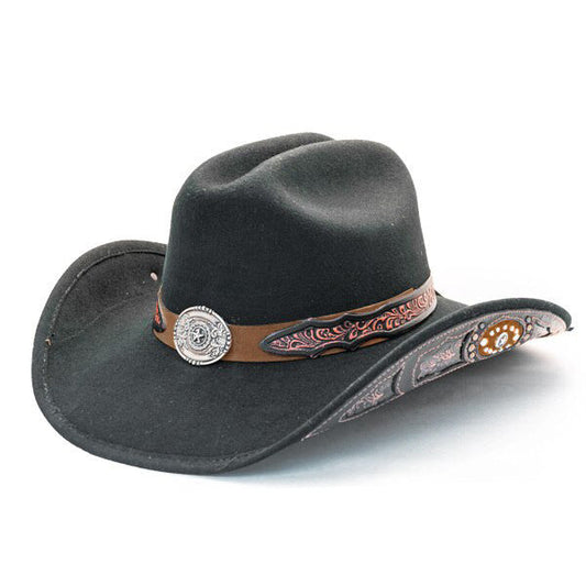 Stampede Hats - Lone Star Black Felt Western Hat with Brown Embossed Trim