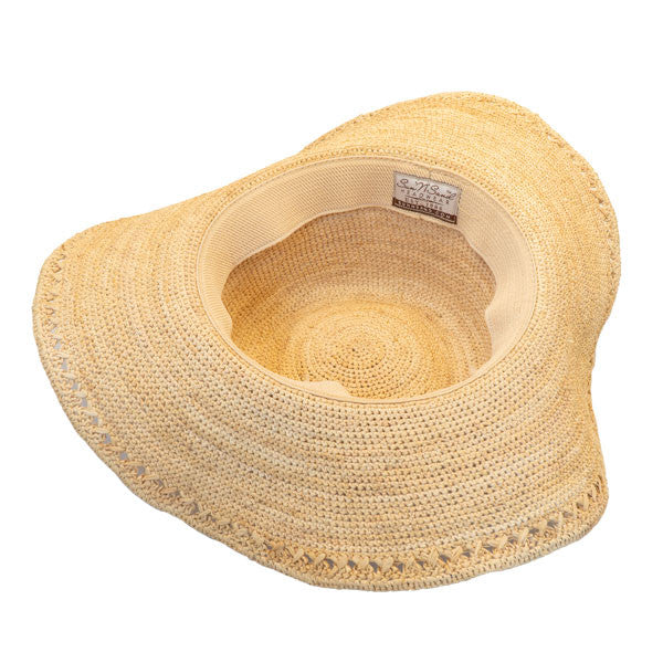 Sun 'N' Sand Crochet Raffia Floppy Flat Brim Hat